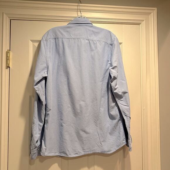 American Eagle AEO Button Down Long Sleeve Shirt Blue Preppy Cotton Mens Medium - Picture 4 of 14